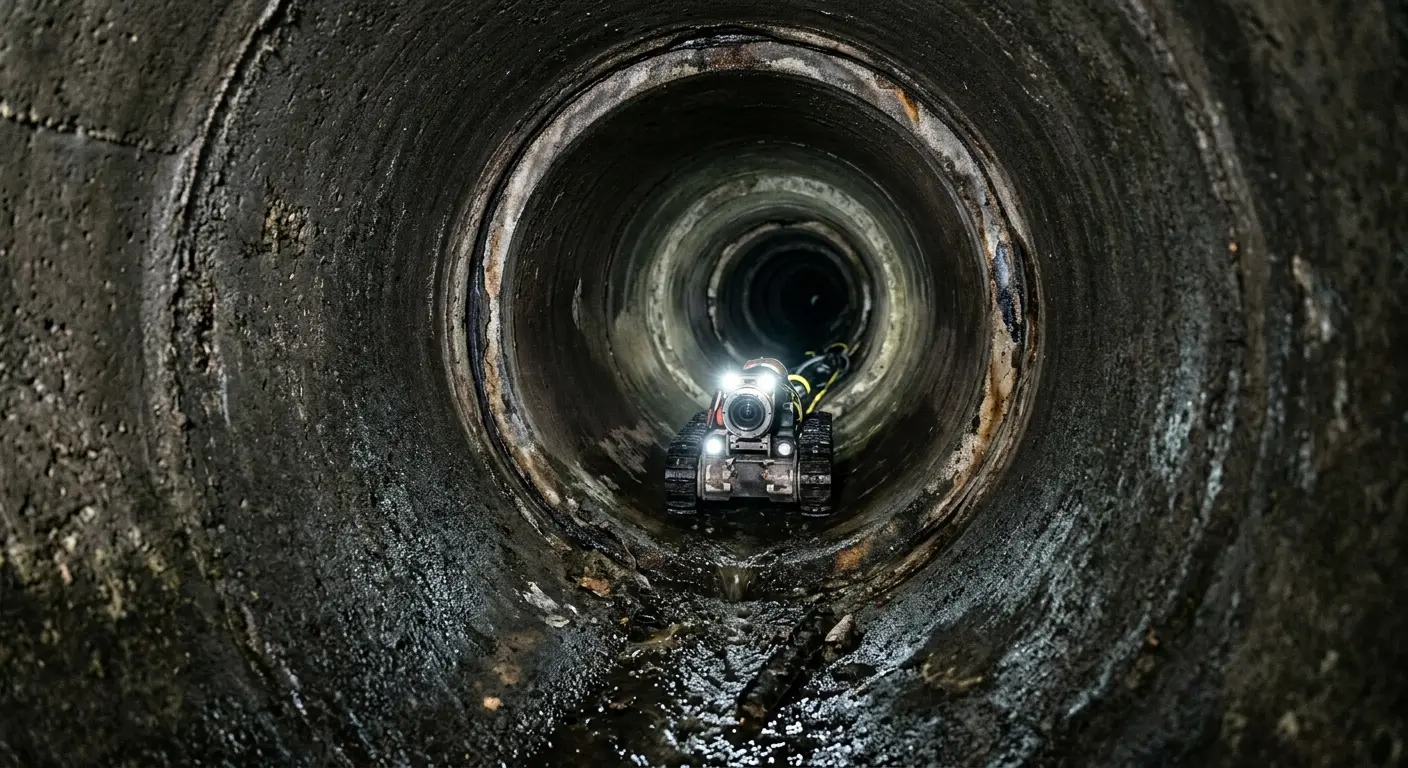 Robotic sewer camera inspecting pipe interior for Drain Snake Service in Cabot